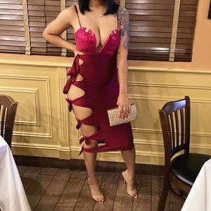 Pink/Maroon Sequin Cut out Dress 💓💓